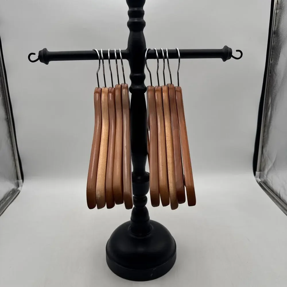 Lot Of 10 Beautiful Wood Hangers For Pants And Or Suits